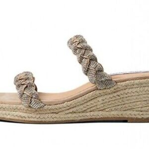 Steve Madden Alreya Womens Rhinestone Two Band Wedge Sandals  Great RESORT wear!